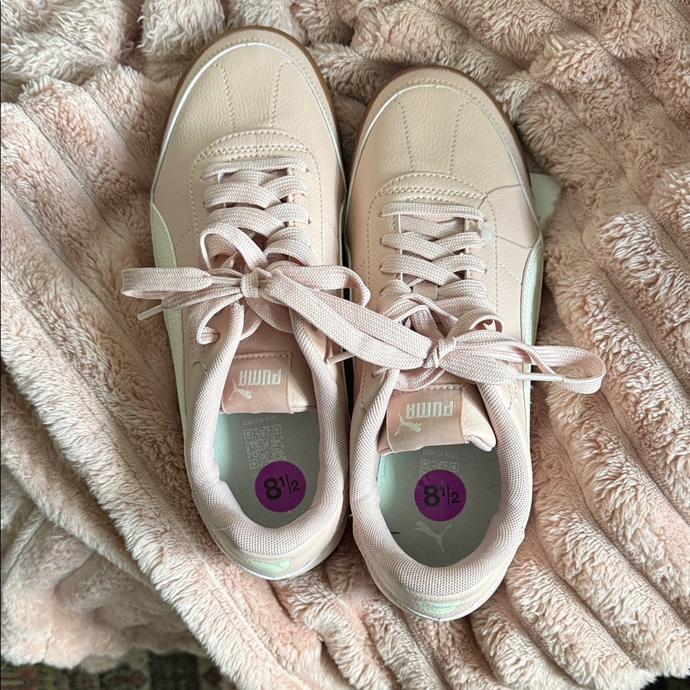 Puma Light Pink and Cream Sneakers